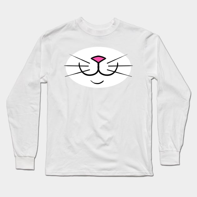 Cat Face Long Sleeve T-Shirt by tabslabred